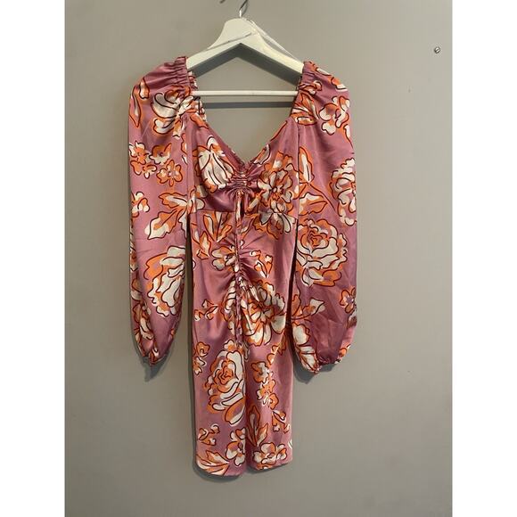 MANDEVILLA RUCHED MINI DRESS Mink pink Size Small - Picture 2 of 7